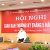 Ông Chu Ngọc Anh chủ trì phiên họp giao ban ban tập thể Ủy ban nhân dân thành phố Hà Nội tháng 5/2021. (Ảnh: PV/Vietnam+)