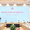 Phiên họp báo Chính phủ thường kỳ tháng 8. (Ảnh: Minh Sơn/Vietnam+)