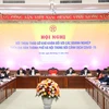 Bí thư Thành ủy Hà Nội phát biểu tại hội nghị: Đối thoại tháo gỡ khó khăn đối với các doanh nghiệp trên địa bàn thành phố. (Ảnh: PV/Vietnam+)