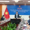 Bộ trưởng Nguyễn Hồng Diên chủ trì cuộc họp liên ngành về cung cấp ôxy cho y tế. (Ảnh: PV/Vietnam+)