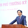Bộ trưởng, Chủ nhiệm Văn phòng Chính phủ Trần Văn Sơn phát biểu tại buổi họp. (Ảnh: Minh Đức/TTXVN)