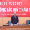 Ông Chu Ngọc Anh, Chủ tịch Ủy ban Nhân dân thành phố Hà Nội chủ trì giao ban công tác quý 1. (Ảnh: PV/Vietnam+)