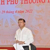 Thứ trưởng Đỗ Thăng Hải thông tin về cung ứng xăng dầu trong nước. (Ảnh: Xuân Quảng/Vietnam+)