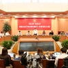 Ủy ban Nhân dân thành phố Hà Nội họp báo thông tin về tình hình kinh tế-xã hội quý 2. (Ảnh: Xuân Quảng/Vietnam+)