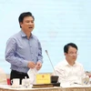 Thứ trưởng Bộ Giáo dục và Đào tạo Nguyễn Hữu Độ phát biểu tại họp báo. (Ảnh: Xuân Quảng/Vietnam+)