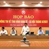Lãnh đạo các đơn vị chức năng của Hà Nội tại phiên họp báo chiều 9/9 về kinh tế-xã hội. (Ảnh: Xuân Quảng/Vietnam+)