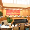 Phiên họp báo về kinh tế xã hội tháng 8/2022 do Ủy ban Nhân dân thành phố Hà Nội tổ chức. (Ảnh: Xuân Quảng/Vietnam+)