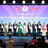 Đại diện 10 Thương hiệu mạnh Việt Nam được vinh danh tại chương trình. (Ảnh: PV/Vietnam+)
