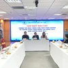 Lãnh đạo Vinatex họp thông báo kết quả hoạt động sản xuất-kinh doanh năm 2022. (Ảnh: Xuân Quảng/Vietnam+)