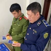 Lực lượng liên ngành của Hà Nội phát hiện và tạm giữ lượng lớn thuốc điều trị bệnh trĩ có dầu hiệu giả mạo nhãn hiệu đã được bảo hộ. (Ảnh: PV/Vietnam+)