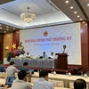 Bộ trưởng Trần Văn Sơn chủ trị phiên họp báo Chính phủ thường kỳ tháng 9/2023. (Ảnh: Đức Duy/Vietnam+)