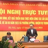 Chủ tịch Ủy ban Nhân dân thành phố Hà Nội Trần Sỹ Thanh phát biểu kết luận Hội nghị. (Ảnh: PV/Vietnam+)