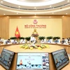 Bộ trưởng Nguyễn Hồng Diên chủ trì giao ban dự án đường dây 500 kV mạch 3. (Ảnh: Đức Duy/Vietnam+)