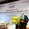 Ông Trần Thanh Hải, Phó Cục trưởng Cục Xuất nhập khẩu (Bộ Công Thương) phát biểu tại tọa đàm giới thiệu về VILOG 2024. (Ảnh: Đức Duy/Vietnam+)