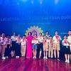 Đoàn học sinh quận Hoàn Kiếm (Hà Nội) tham dự giải Câu lạc bộ Văn-Toán Tuổi thơ toàn quốc năm 2024. (Ảnh: PV/Vietnam+)