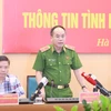 Thiếu tướng Nguyễn Thanh Tùng, Phó Giám đốc Công an Thành phố Hà Nội thông tin về công tác đảm bảo an toàn cho kỳ thị tốt nghiệp THPT. (Ảnh: Xuân Quảng/Vietnam+)