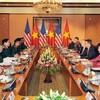 Buổi hội đàm giữa Bộ trưởng Phùng Quang Thanh và Bộ trưởng Hoa Kỳ Ashton Carter diễn ra vào đầu tháng Sáu. (Ảnh: Trọng Đức/TTXVN)