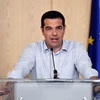 Thủ tướng Hy Lạp Alexis Tsipras phát biểu tại một cuộc họp báo ở thủ đô Athens ngày 12/8. (Nguồn: AFP/TTXVN)