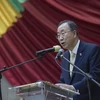 Tổng Thư ký Liên hợp quốc Ban Ki-moon phát biểu tại trụ sử Hội đồng chuyển tiếp Quốc gia của Cộng hòa Trung Phi tại thủ đô Bangui hồi năm 2014. (Nguồn: AFP/TTXVN)