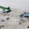 Cảnh ngập lụt sau những trận mưa lớn tại Joso, tỉnh Ibaraki ngày 10/9. (Nguồn: AFP/TTXVN)
