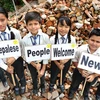 Trẻ em Nepal míttinh tại thủ đô Kathmandu nhân sự kiện ban hành Hiến pháp mới. (Nguồn: THX/TTXVN)