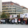 Cuộc míttinh ủng hộ người nhập cư tại Prague chiều 17/10. (Ảnh: Quang Vinh​/TTXVN)