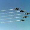 Màn trình diễn của máy bay chiến đấu thuộc Không quân Ấn Độ ngày 27/1. (Nguồn: THX/TTXVN)
