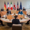 Thủ tướng Đức Angela Merkel hội đàm với Tổng thống Mỹ và Pháp cùng Thủ tướng Anh và Italy. (Nguồn: EPA/TTXVN)