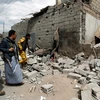 Cảnh đổ nát sau cuộc không kích ở Yemen ngày 29/8. (Nguồn: AFP/TTXVN)