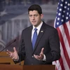 Chủ tịch Hạ viện Mỹ Paul Ryan phát biểu trong cuộc họp báo ở thủ đô Washington ngày 22/9. (Nguồn: EPA/TTXVN)