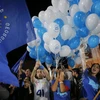 Những người ủng hộ đảng Giấc mơ Gruzia mừng chiến thắng tại Tbilisi. (Nguồn: EPA/TTXVN)