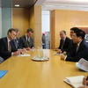 Phó Thủ tướng, Bộ trưởng Ngoại giao Phạm Bình Minh gặp Phó Thủ tướng, Bộ trưởng Tài chính New Zealand Bill English. (Ảnh: Khánh Linh/TTXVN)