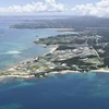 Bờ biển Henoko thuộc quần đảo cực Nam Okinawa, khu vực nằm trong kế hoạch tái bố trí căn cứ không quân Mỹ tháng 6/2016. (Nguồn: Kyodo/TTXVN)