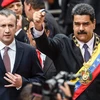 Tổng thống Venezuela Nicolás Maduro (phải) trước buổi phát biểu bác bỏ sắc lệnh chống Venezuela của Mỹ. (Nguồn: AFP/TTXVN)