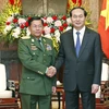 Chủ tịch nước Trần Đại Quang tiếp Thống tướng Min Aung Hlaing, Tổng Tư lệnh các Lực lượng vũ trang Myanmar thăm chính thức Việt Nam. (Ảnh: Nhan Sáng/TTXVN)