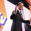 Thủ tướng Mark Rutte phát biểu trước những người ủng hộ trong buổi vận động trước bầu cử Quốc hội ngày 15/3. (Nguồn: THX/TTXVN)