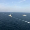 Tàu chiến của hải quân Hàn Quốc tham gia cuộc tập trận ngày 14/11/2016. (Nguồn: Yonhap/TTXVN)