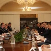 Thủ tướng Trung Quốc Lý Khắc Cường hội đàm với người đồng cấp nước chủ nhà Bill English. (Nguồn: radionz.co.nz)