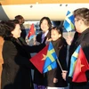 Quang cảnh Lễ đón Chủ tịch Quốc hội Nguyễn Thị Kim Ngân tại sân bay Arlanda. (Ảnh: Trọng Đức/TTXVN)