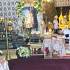 Hoàng Thái tử Thái Lan Maha Vajiralongkorn thực hiện nghi lễ tại lễ tang Quốc vương quá cố Bhumibol Adulyadej ở Bangkok, Thái Lan ngày 21/10/2016. (Nguồn: EPA/TTXVN)