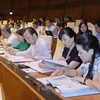 Đại biểu Quốc hội tỉnh Bắc Giang tại phiên họp. (Ảnh: Phương Hoa/TTXVN)