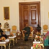 Tổng thống Ấn Độ Pranab Mukherjee tiếp Phó Thủ tướng, Bộ trưởng Ngoại giao Phạm Bình Minh, ngày 4/7. (Ảnh: Huy Bình/TTXVN)