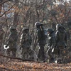 Binh sỹ Hàn Quốc tuần tra gần khu vực Paju, giáp biên giới liên Triều ngày 14/2. (Nguồn: AFP/TTXVN)