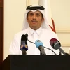 Ngoại trưởng Qatar Sheikh Mohammed bin Abdulrahman Al-Thani trong một cuộc họp báo tại Doha. (Nguồn: AFP/TTXVN)