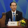 Chủ tịch nước Trần Đại Quang thay mặt các nhà Lãnh đạo kinh tế APEC phát biểu. (Nguồn: TTXVN)