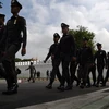 Cảnh sát Thái Lan tuần tra tại thủ đô Bangkok ngày 25/10. (Nguồn: AFP/TTXVN)