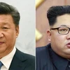 Chủ tịch Trung Quốc Tập Cận Bình (trái) và nhà lãnh đạo Triều Tiên Kim Jong Un (phải). (Nguồn: Kyodo/TTXVN)