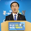 Bộ trưởng Thống nhất Hàn Quốc Cho Myoung-gyon trong cuộc họp báo tại thủ đô Seoul ngày 2/1. (Nguồn: Yonhap/TTXVN)