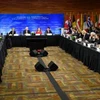 Toàn cảnh Hội nghị Ngoại trưởng về an ninh và ổn định trên Bán đảo Triều Tiên tại Vancouver, Canada ngày 16/1. (Nguồn: Kyodo/TTXVN)