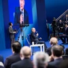 Tổng thống Nga Vladimir Putin (giữa) phát biểu tại Moskva ngày 30/1. (Nguồn: THX/TTXVN) 